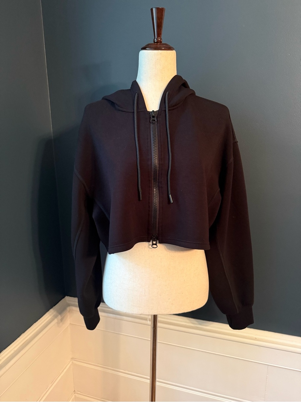 AS Revival Cropped Black Zip-Up Hoodie